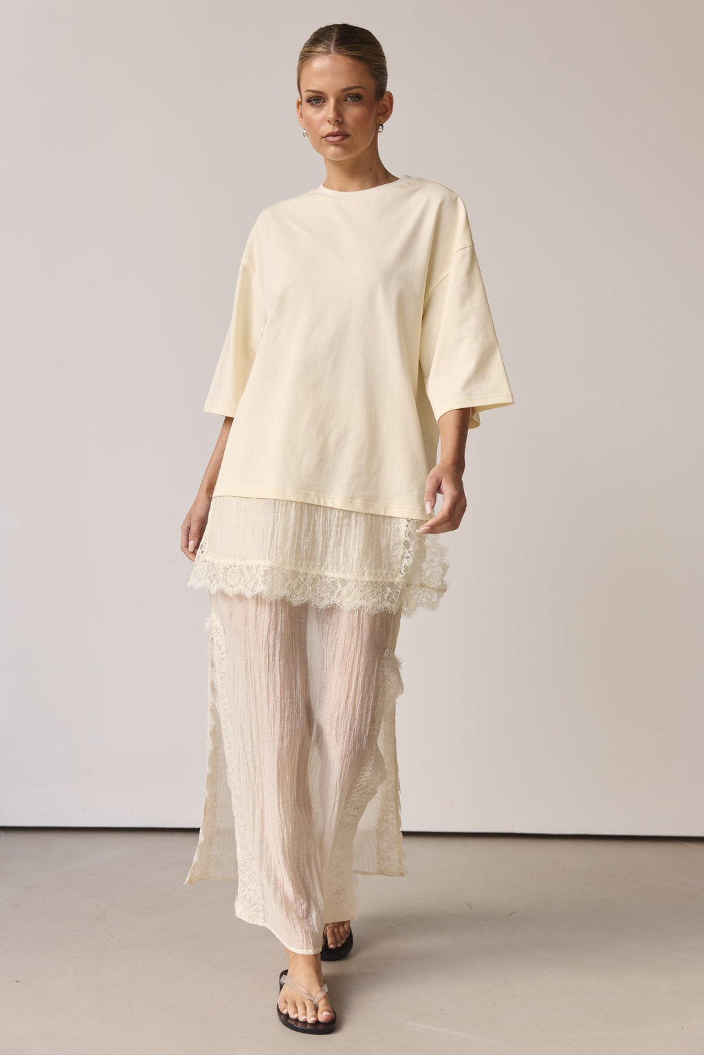 Ziggy Lace Maxi Skirt (Buttercream)