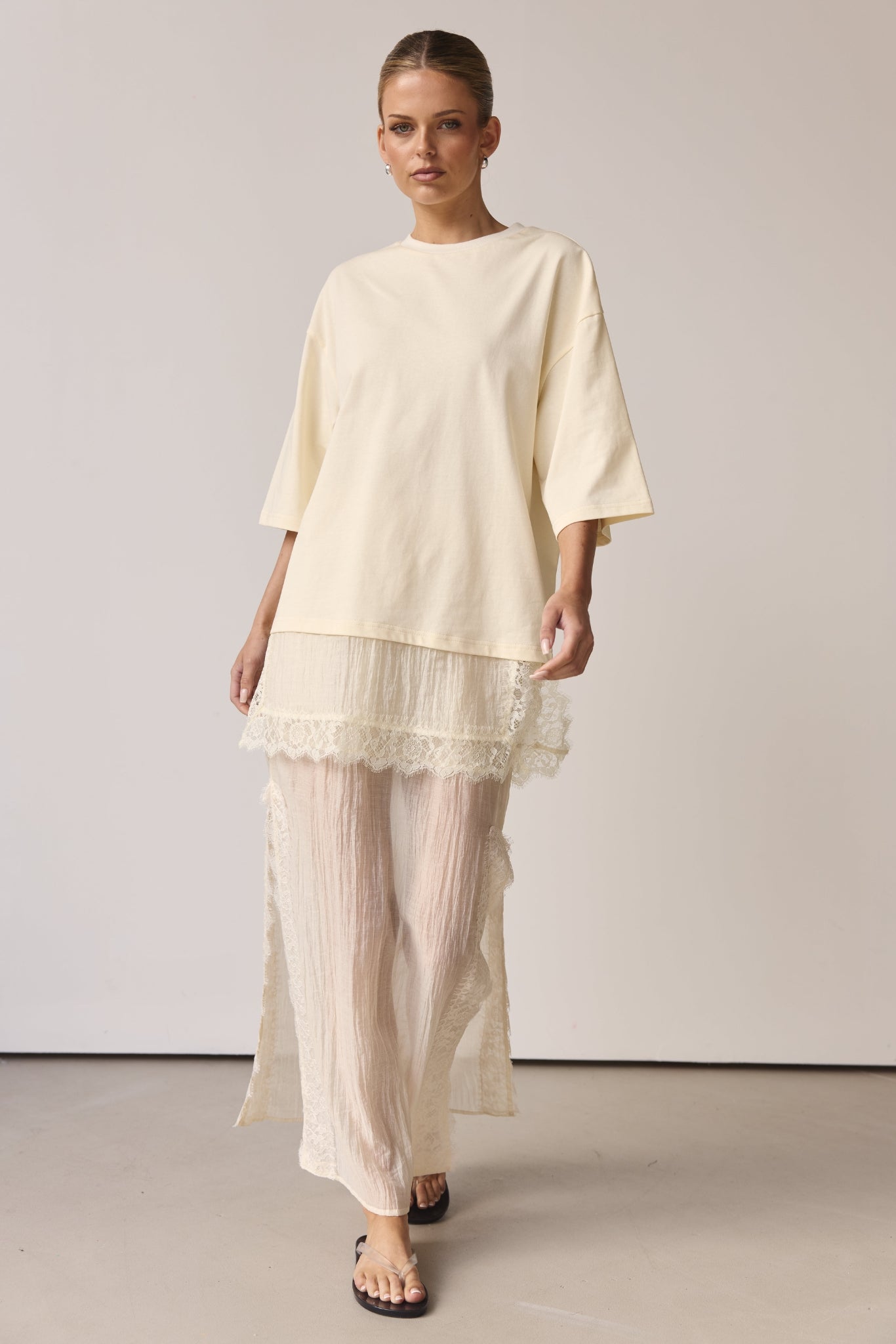 Ziggy Lace Maxi Skirt (Buttercream)