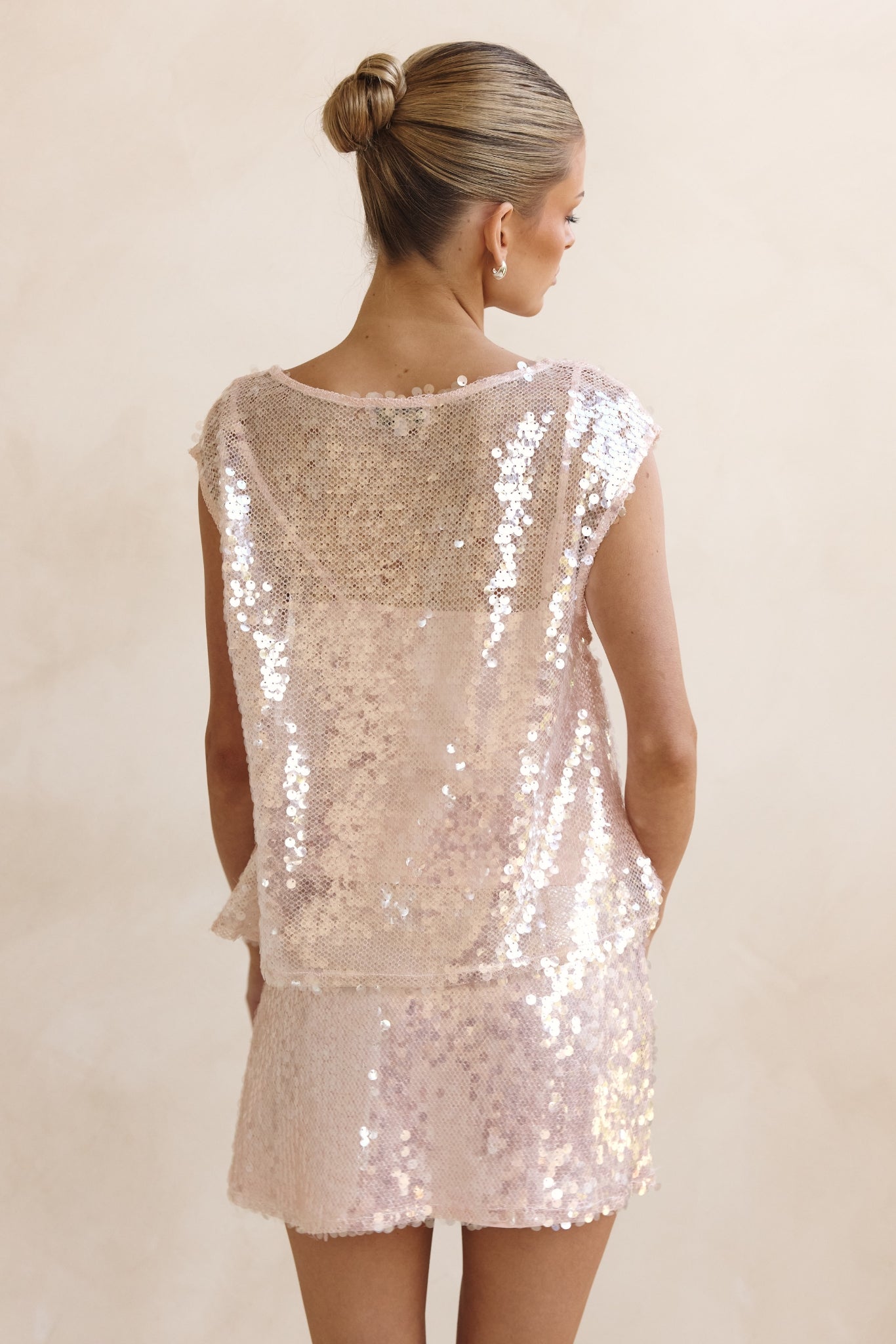 Veda Sequin Mini Skirt (Pink)