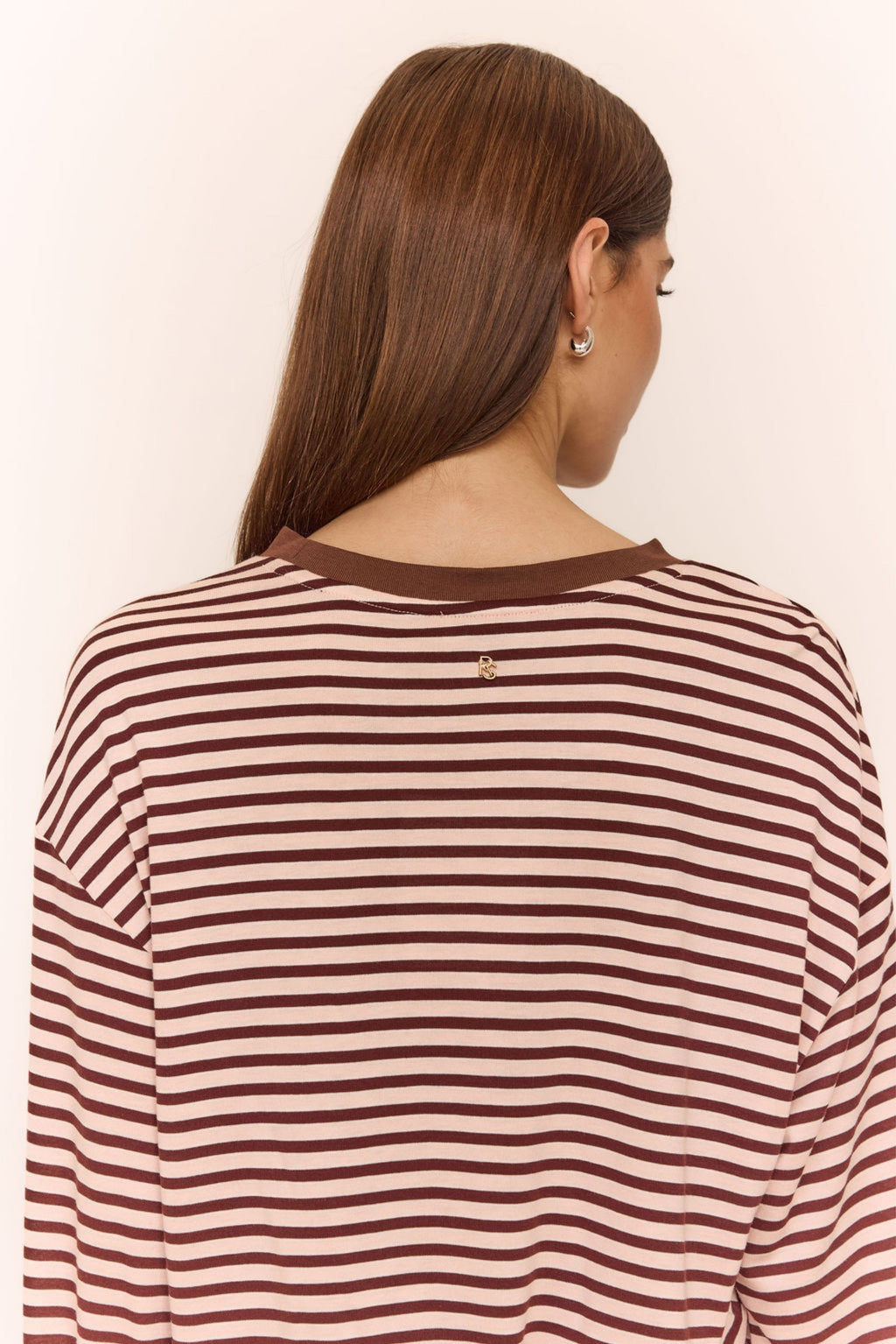 Odessa Long Sleeve Tee (Pink/Chocolate Stripe)