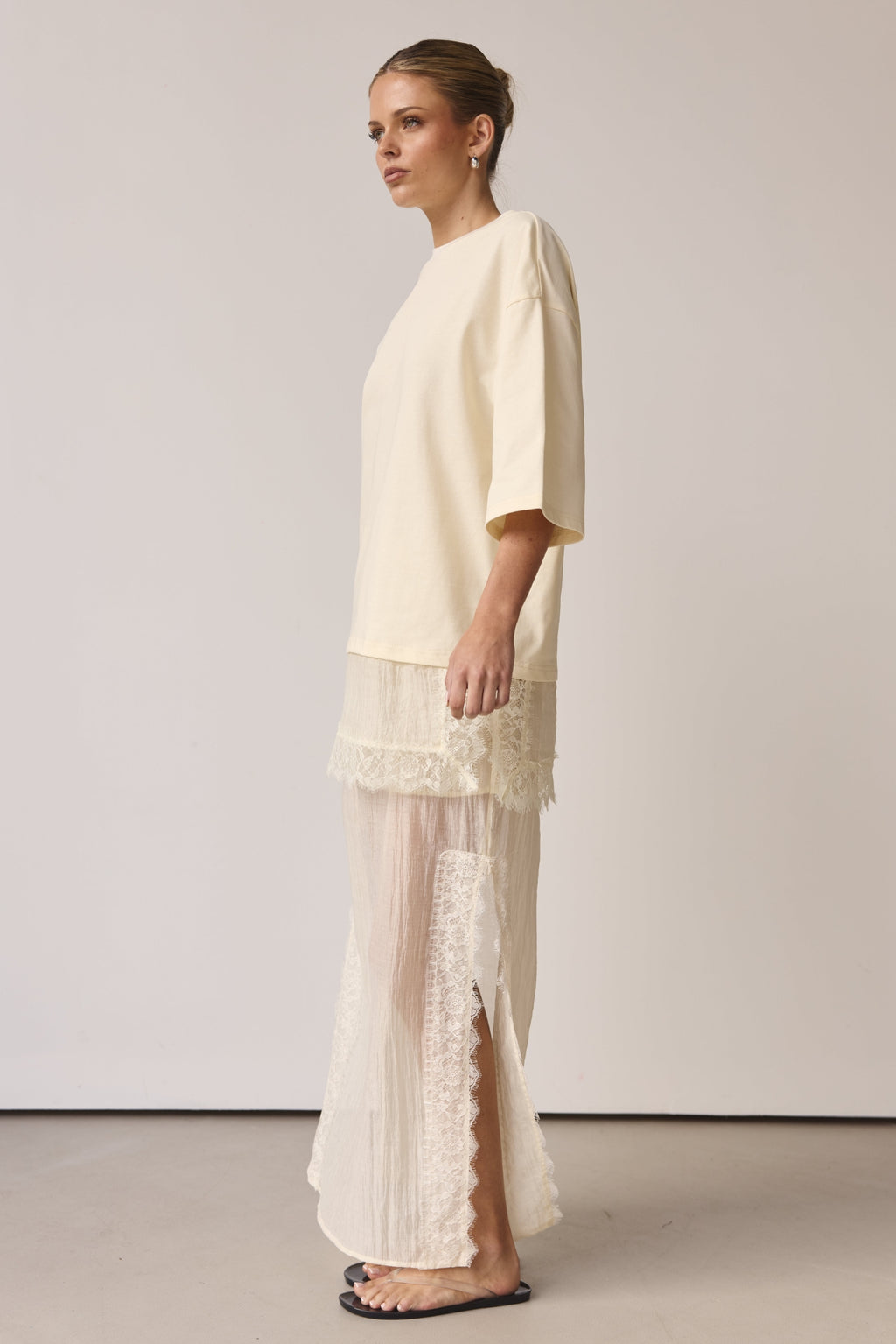 Ziggy Lace Maxi Skirt (Buttercream)