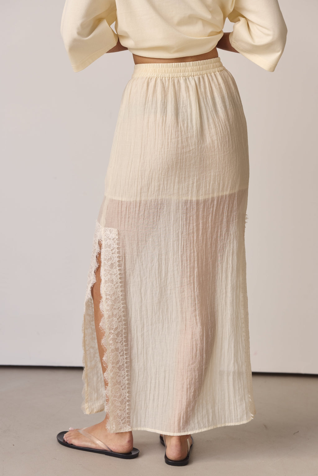 Ziggy Lace Maxi Skirt (Buttercream)
