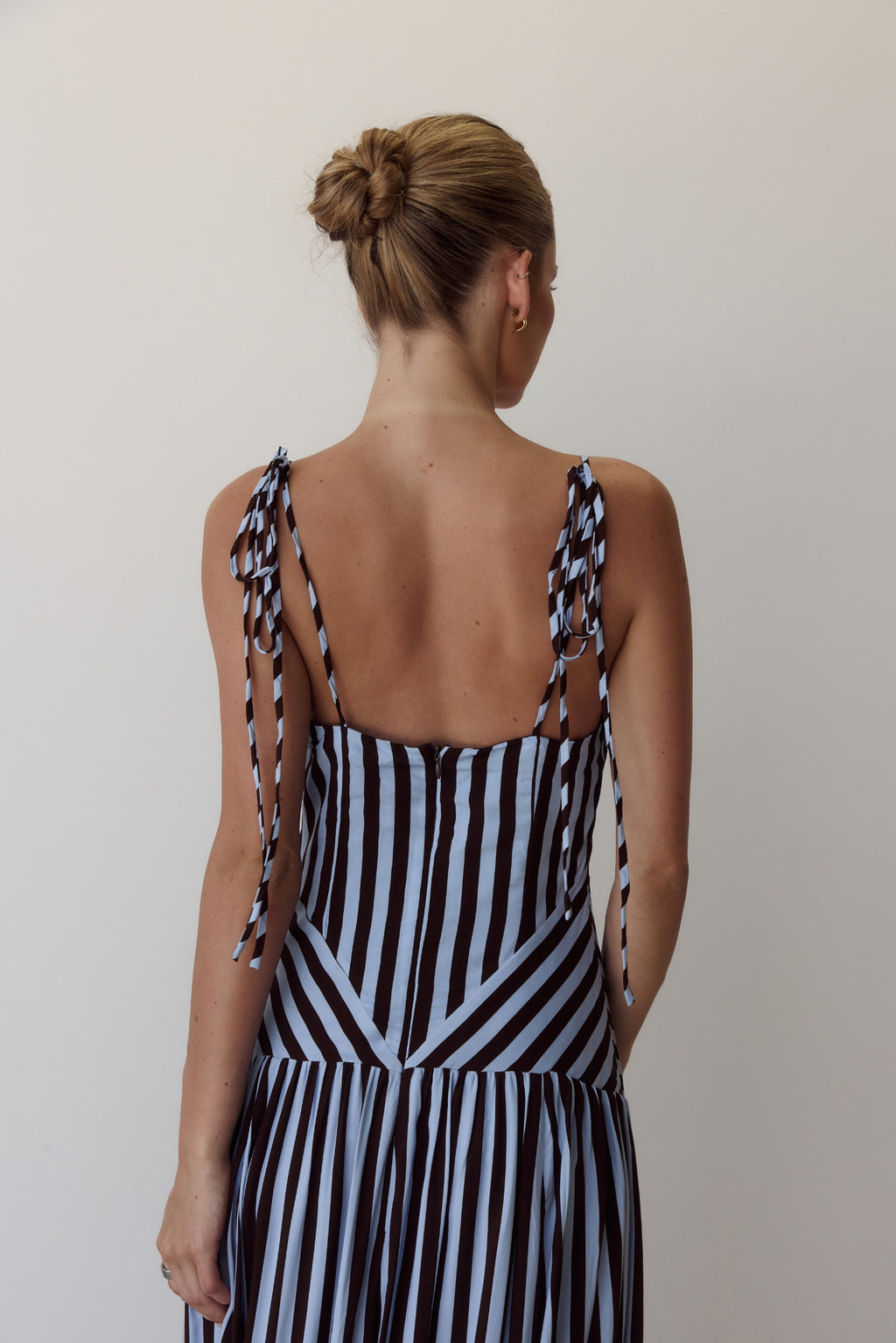 Posie Maxi Dress (Chocolate/Blue Stripe)