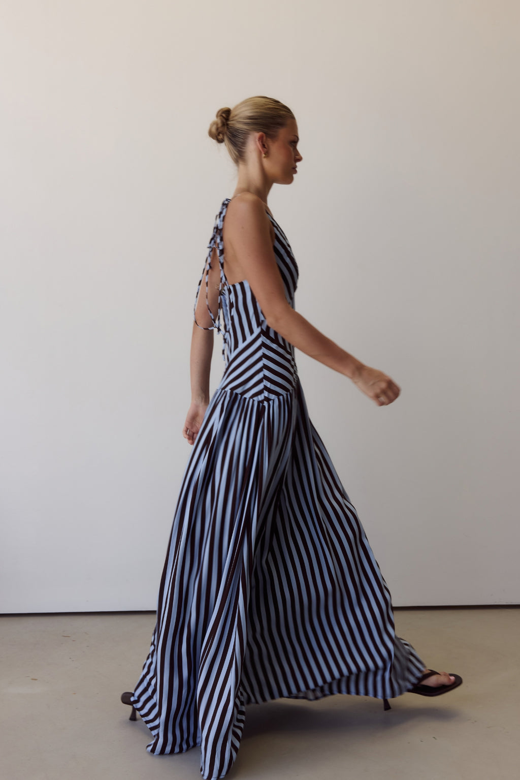 Posie Maxi Dress (Chocolate/Blue Stripe)