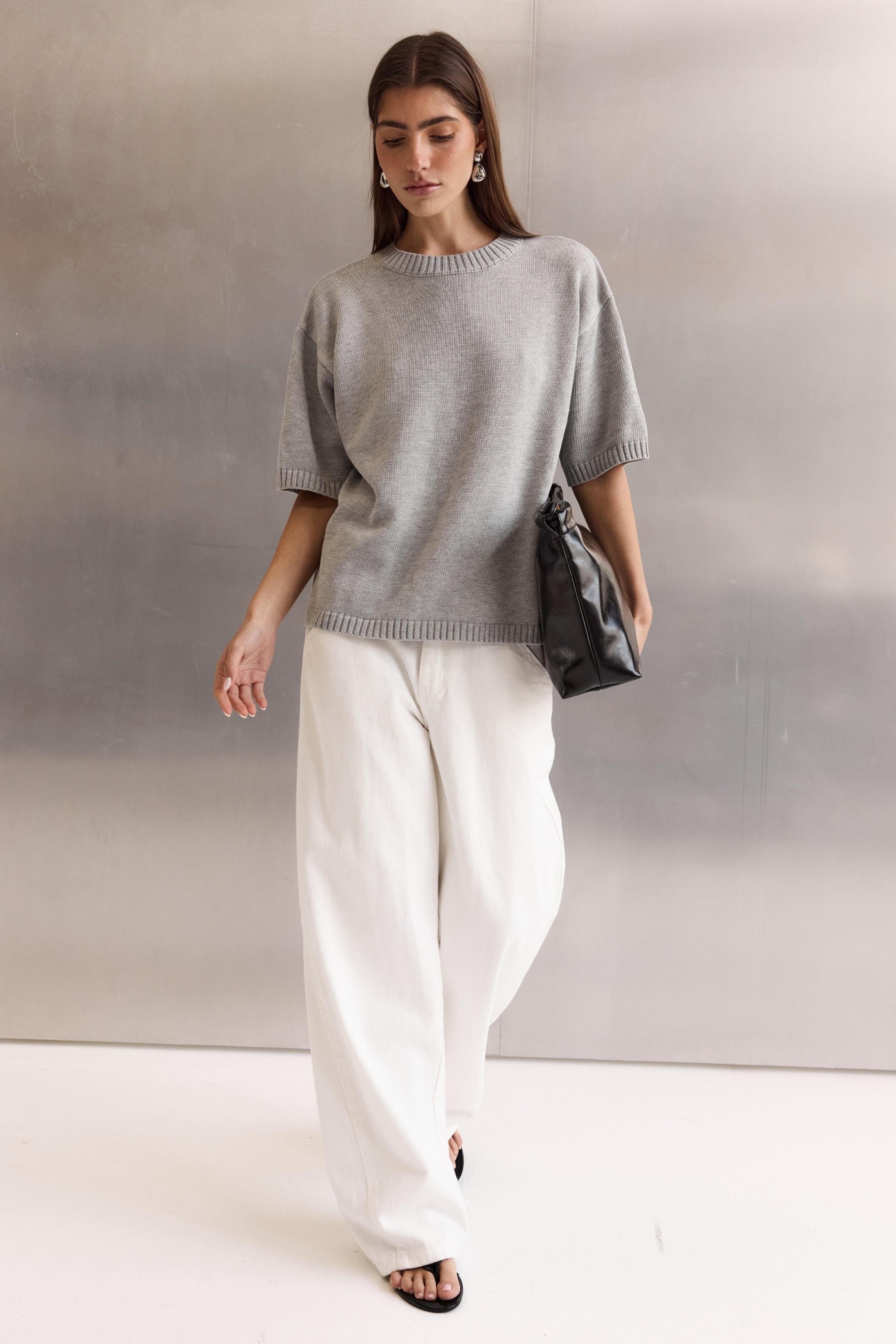 Hollis Knit Top (Grey) – Runway Scout