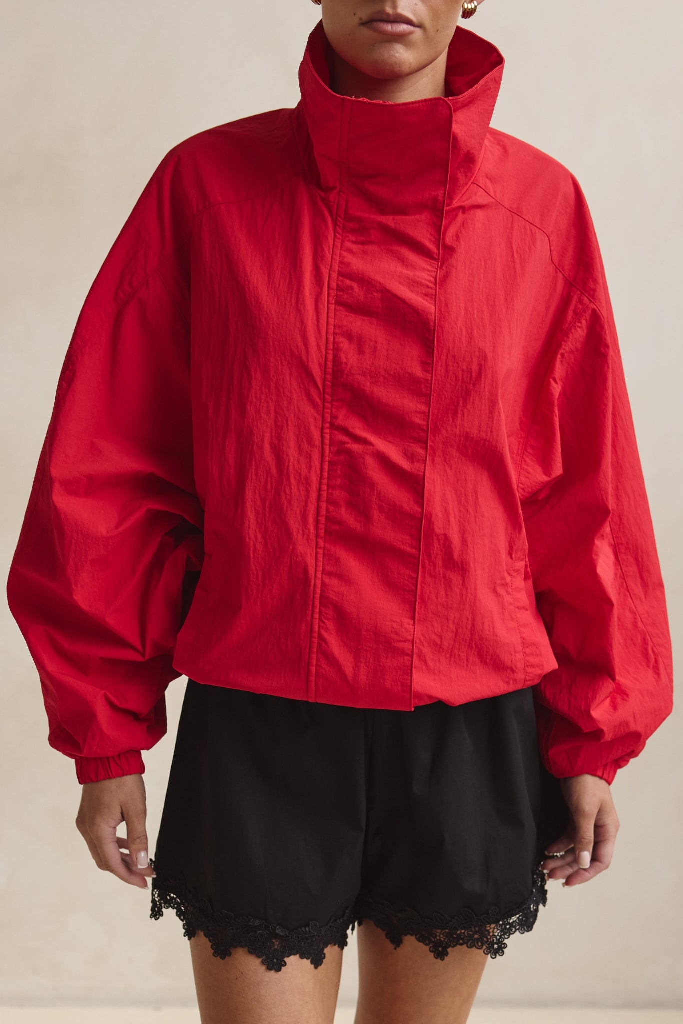 Demi Funnel Bomber Jacket (Red)
