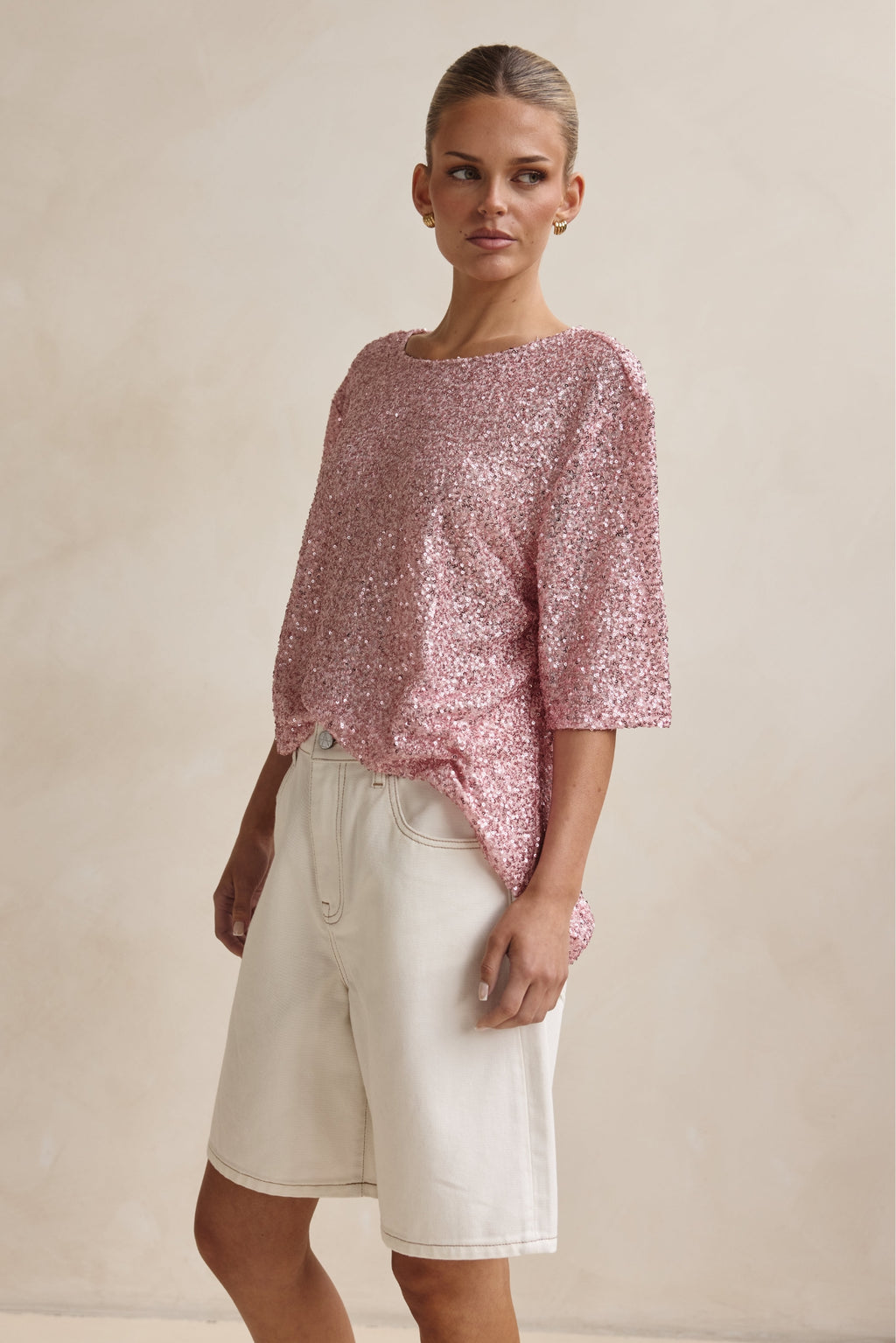 Evangeline Sequin Tee (Pink)