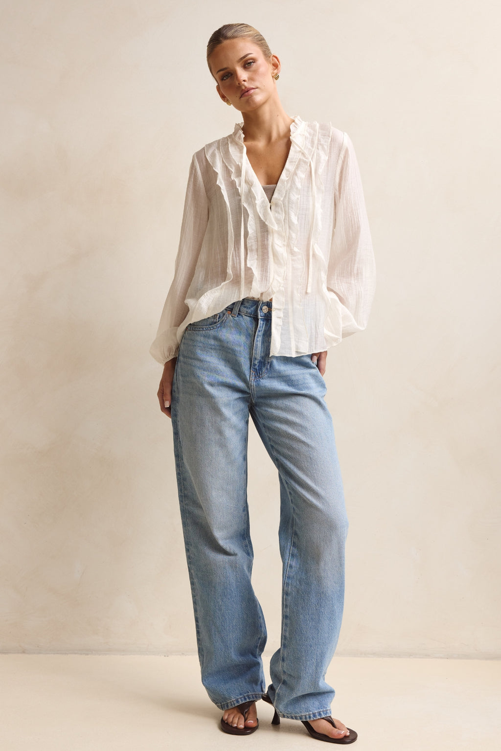 Colette Ruffle Shirt (Cream)
