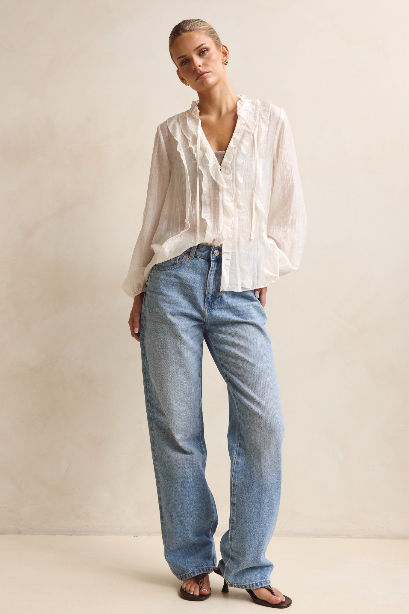 Colette Ruffle Shirt (Cream)