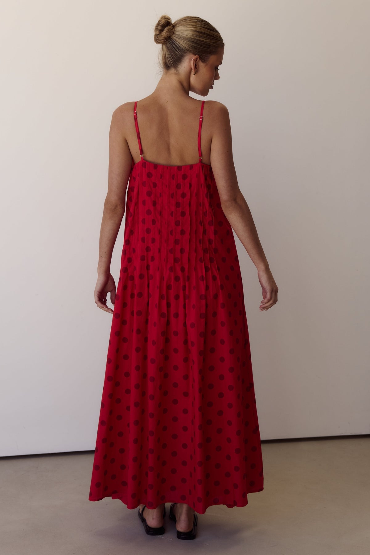 Conni Maxi Dress (Red/Wine Polka)