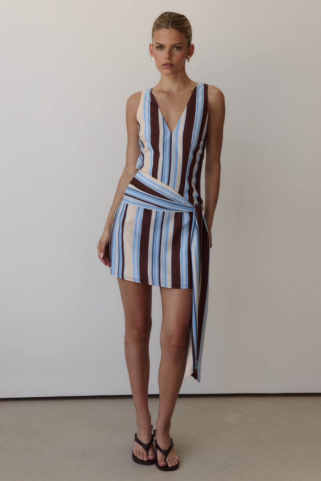 Luella Mini Dress (Blue/Chocolate Stripe)