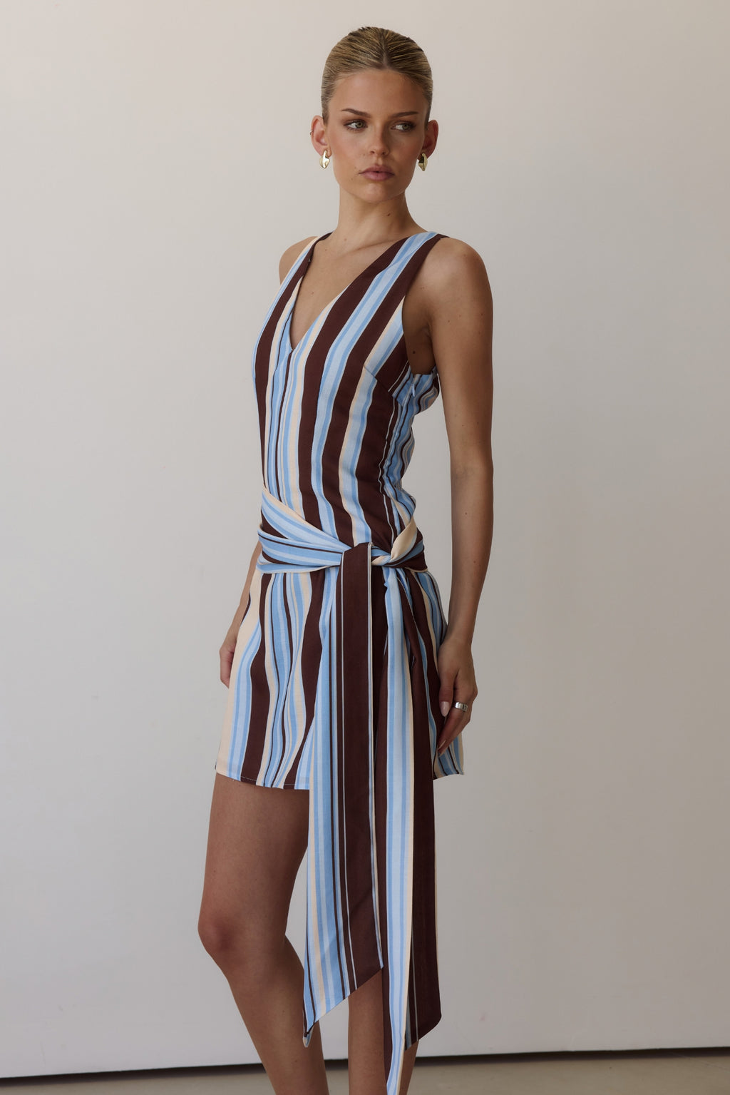 Luella Mini Dress (Blue/Chocolate Stripe)