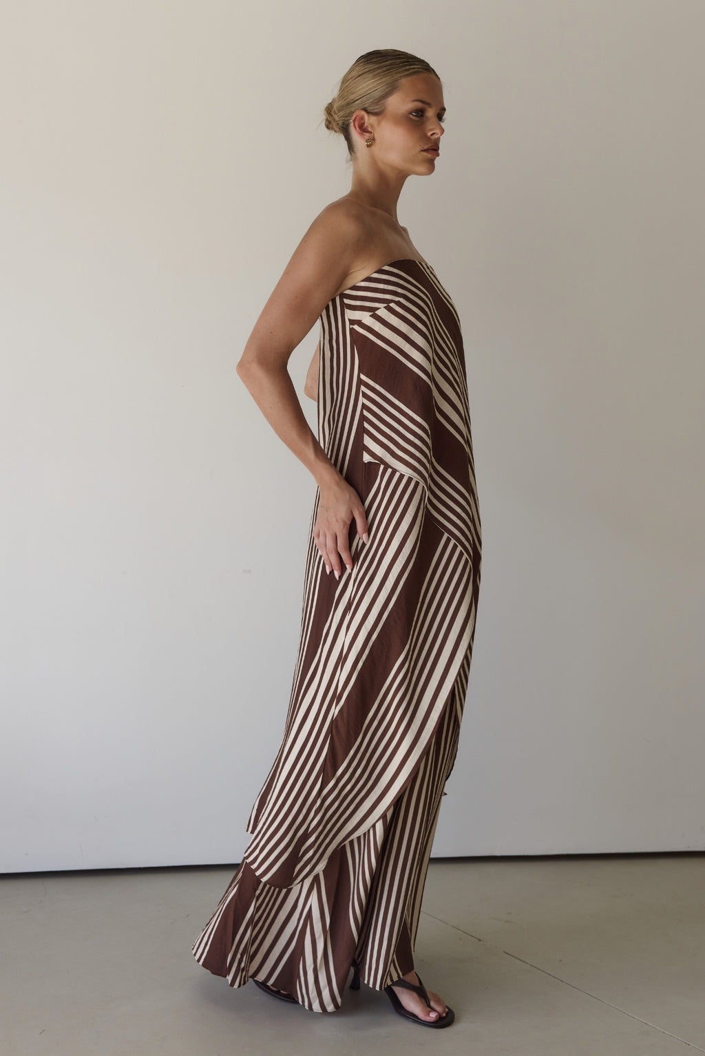Natalia Maxi Dress (Cream/Chocolate Stripe)