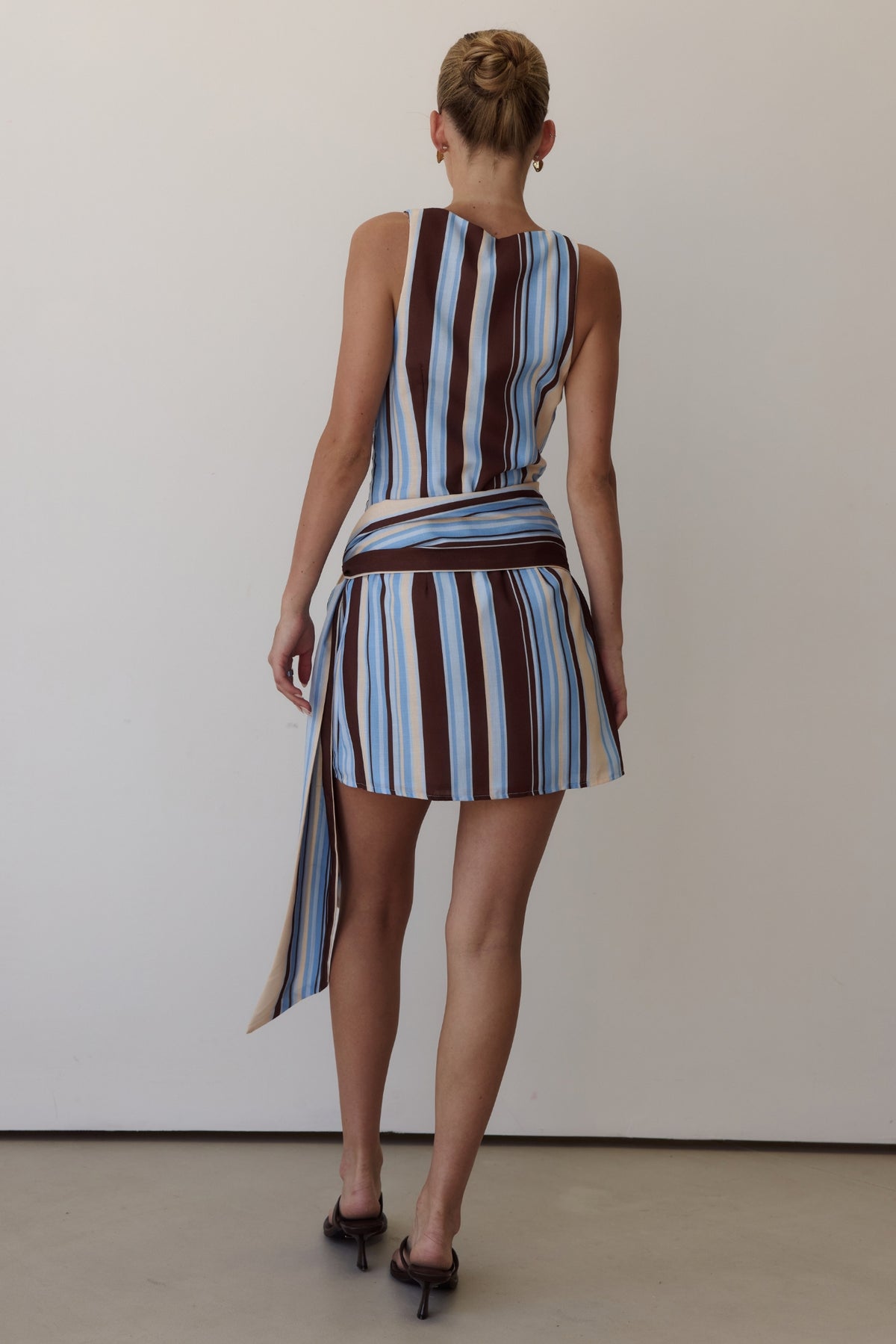 Luella Mini Dress (Blue/Chocolate Stripe)