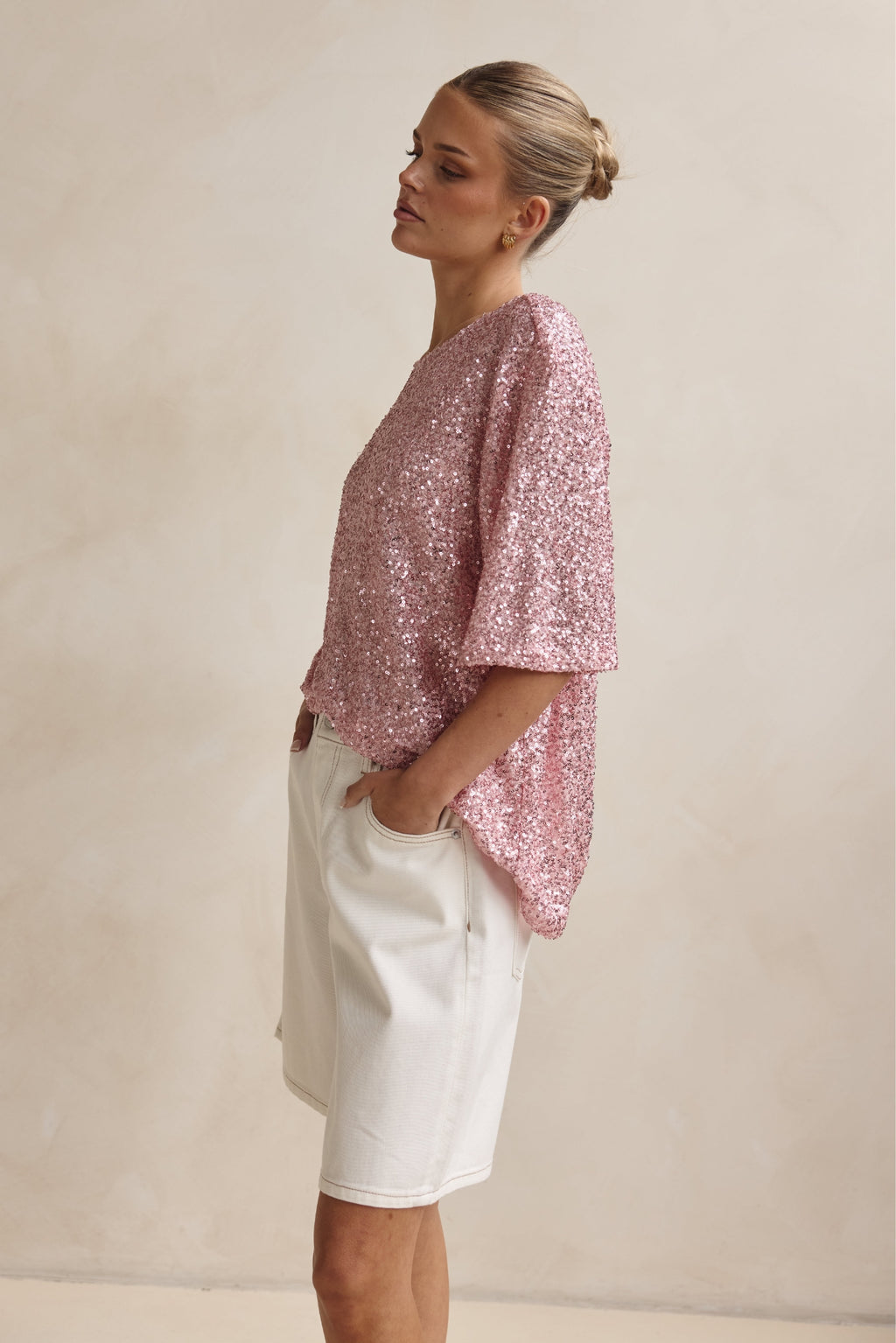 Evangeline Sequin Tee (Pink)