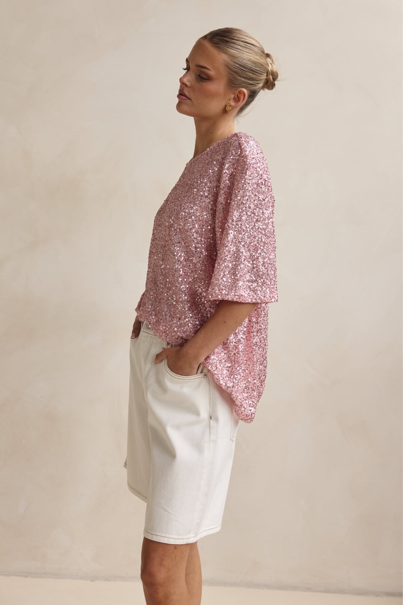 Evangeline Sequin Tee (Pink)