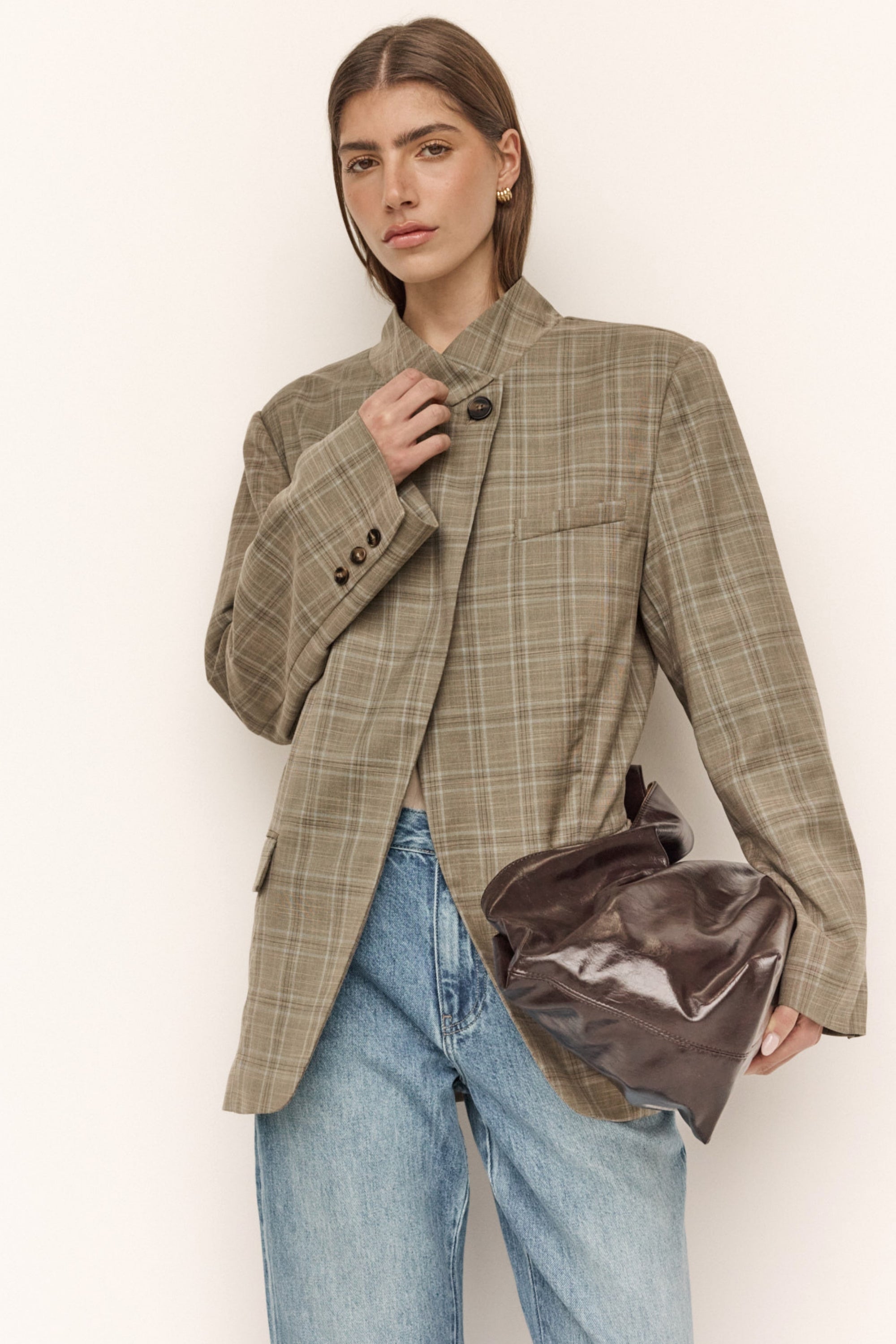 Rio Blazer (Taupe Plaid)