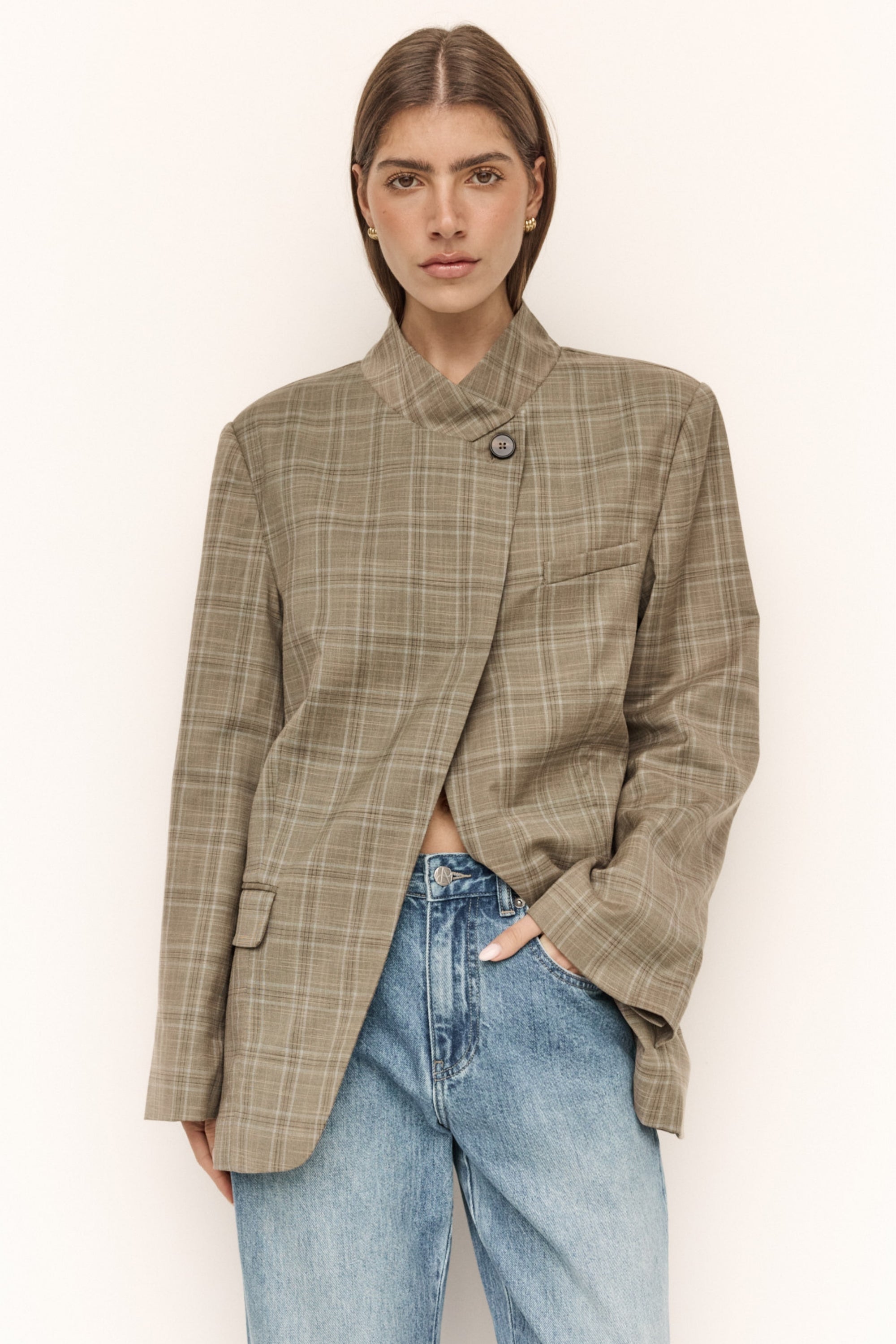 Rio Blazer (Taupe Plaid)