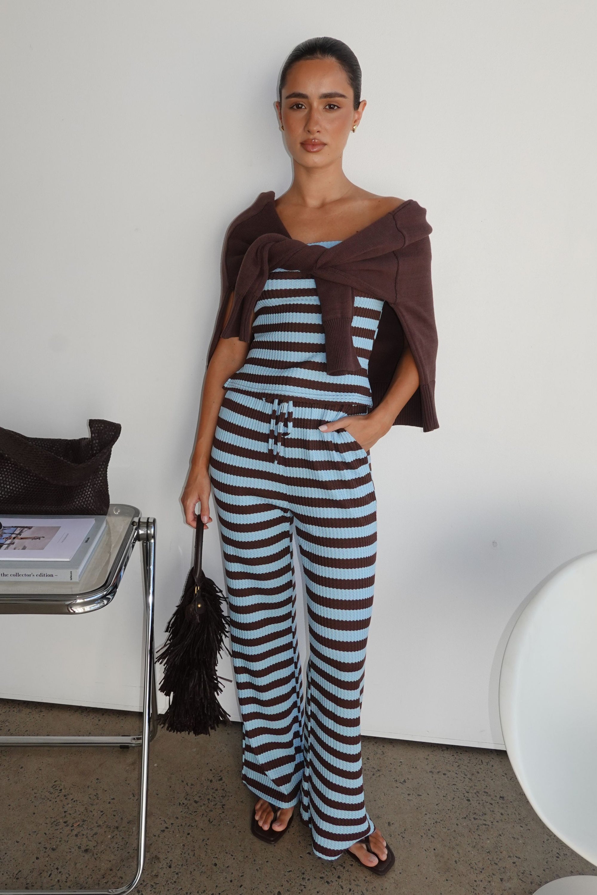 Yasmin Knit Set (Choc/Blue Stripe)