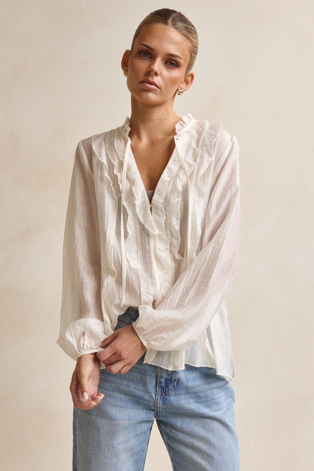 Colette Ruffle Shirt (Cream)