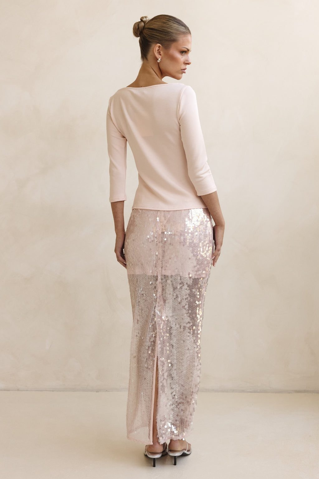 Veda Sequin Maxi Skirt (Pink)