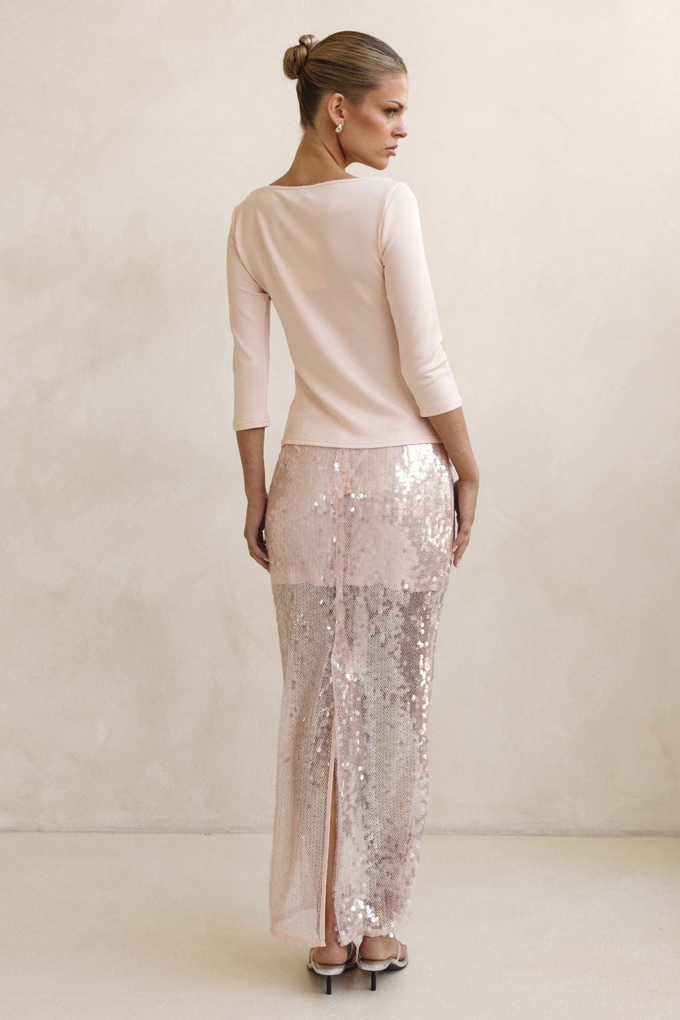 Veda Sequin Maxi Skirt (Pink)