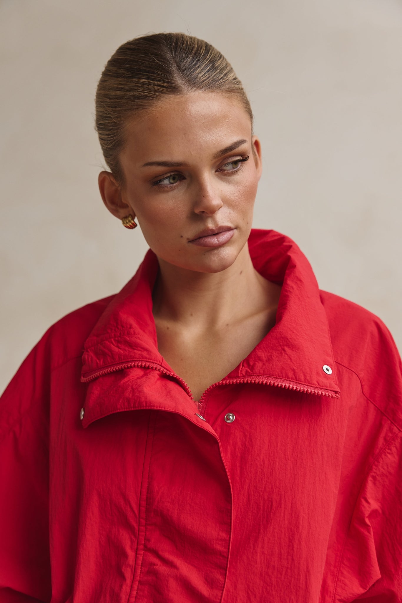 Demi Funnel Bomber Jacket (Red)