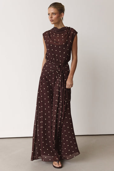 Elka Maxi Dress (Chocolate Polka)