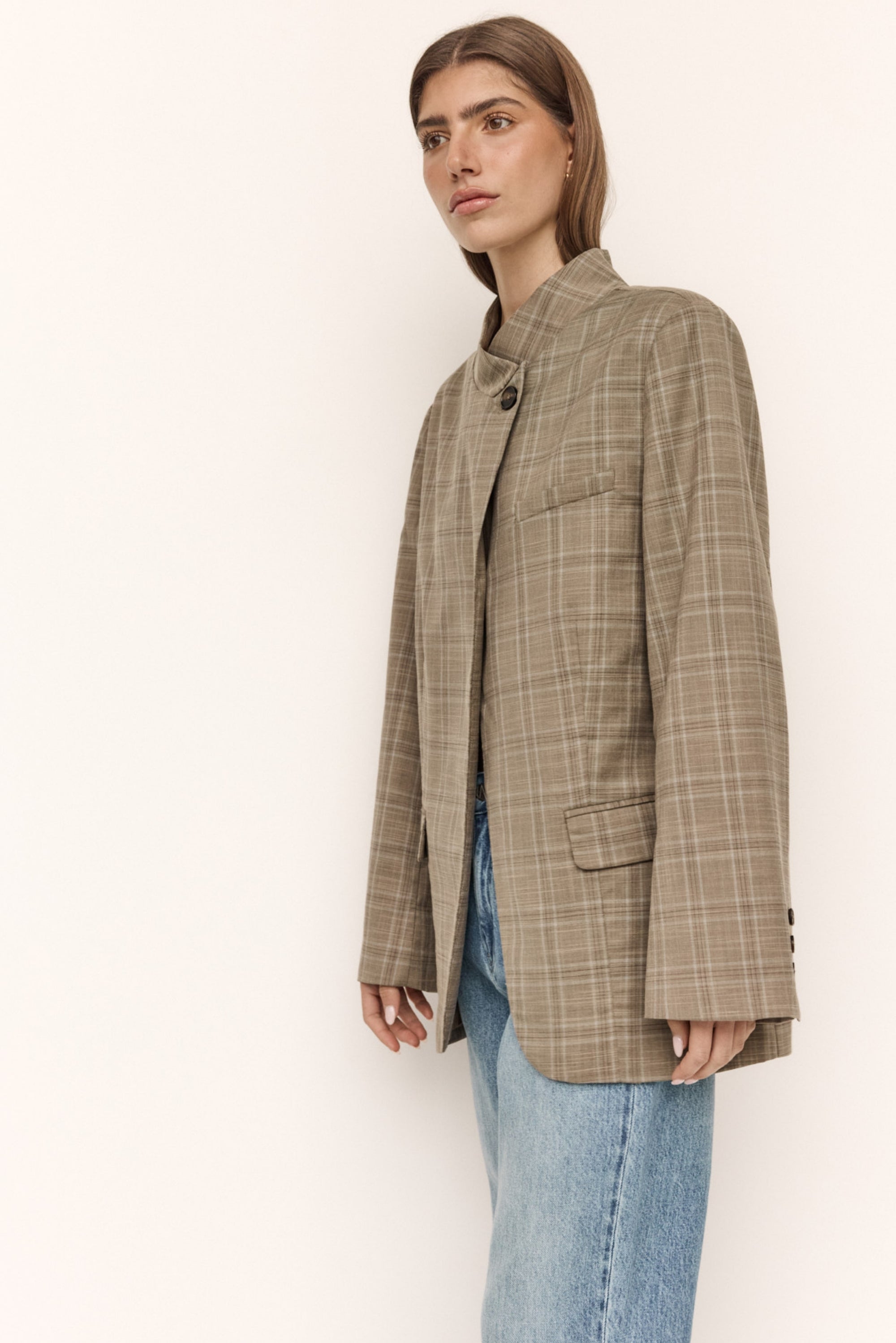 Rio Blazer (Taupe Plaid)