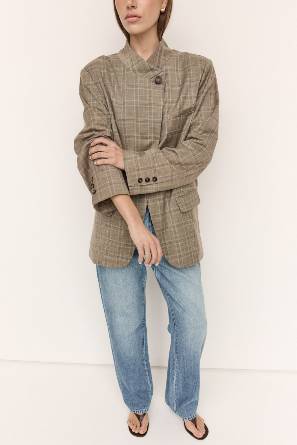 Rio Blazer (Taupe Plaid)