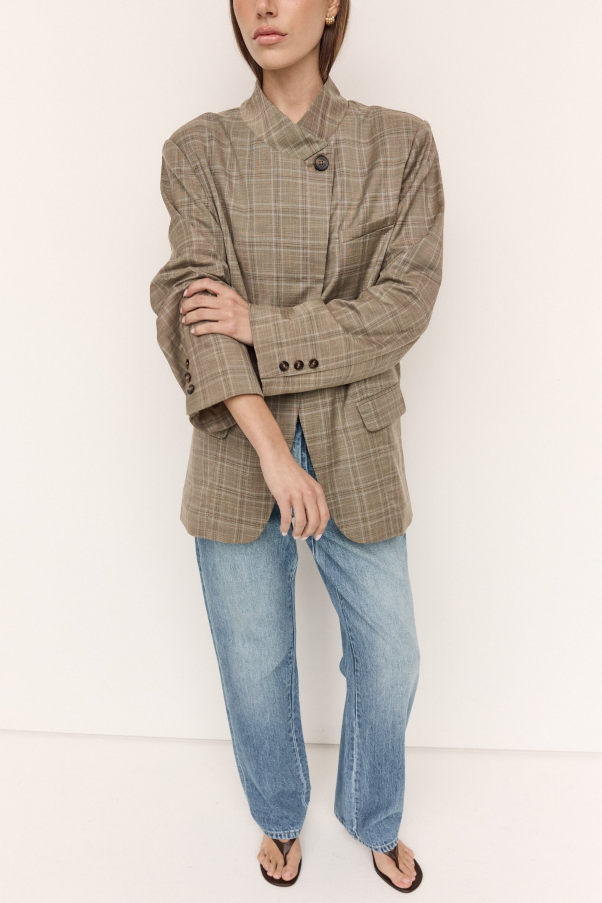 Rio Blazer (Taupe Plaid)