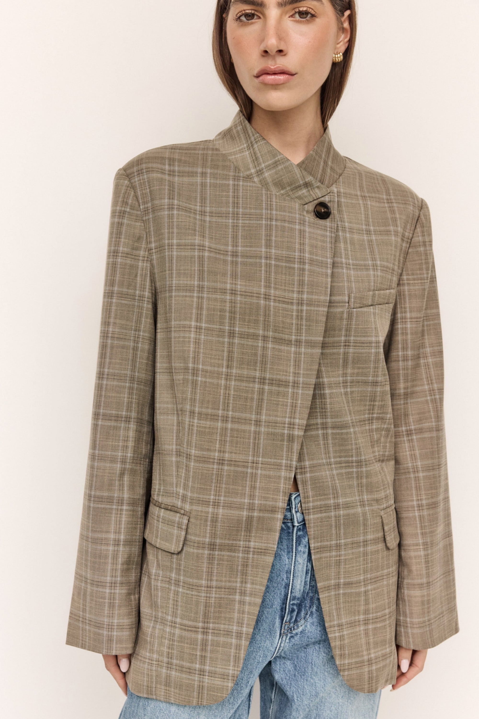 Rio Blazer (Taupe Plaid)