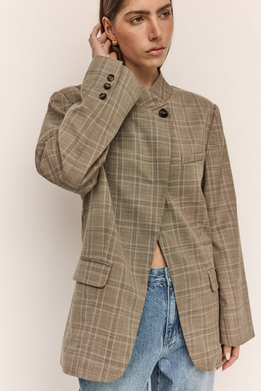 Rio Blazer (Taupe Plaid)