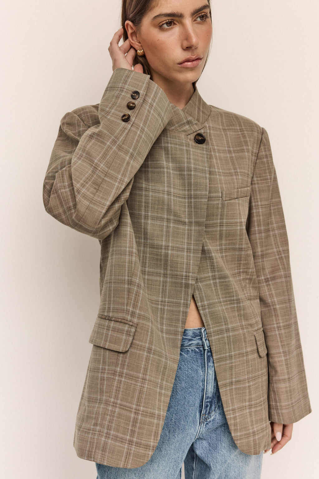 Rio Blazer (Taupe Plaid)