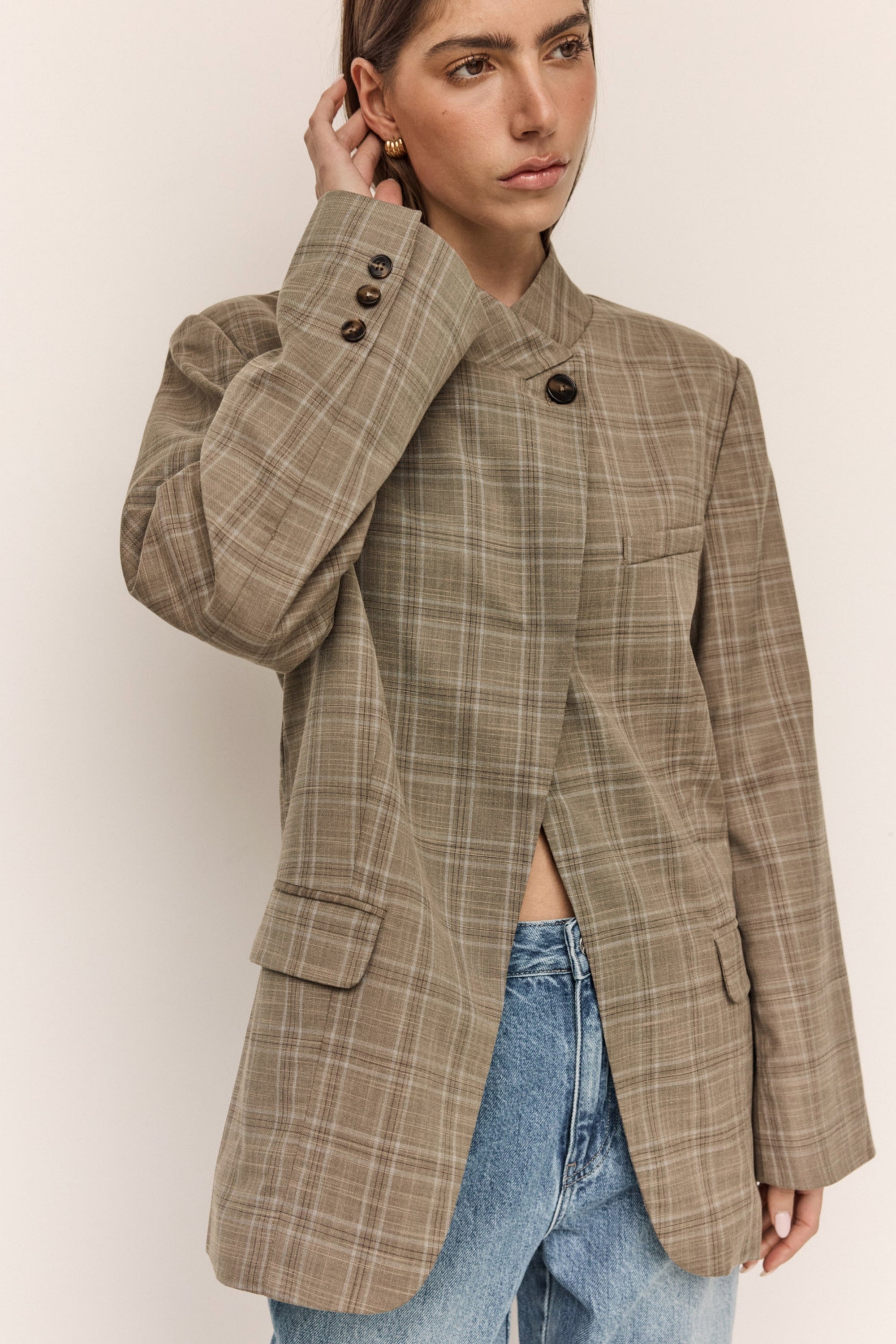 Rio Blazer (Taupe Plaid)
