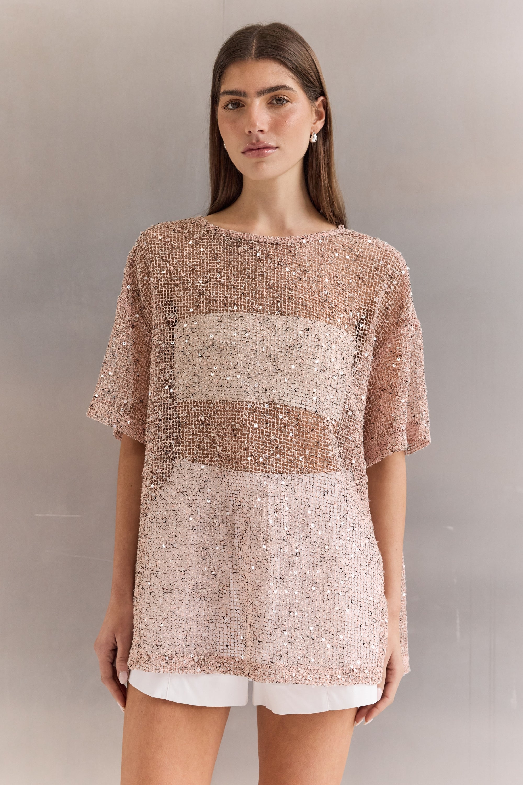 Emery Sequin Tee (Pink)