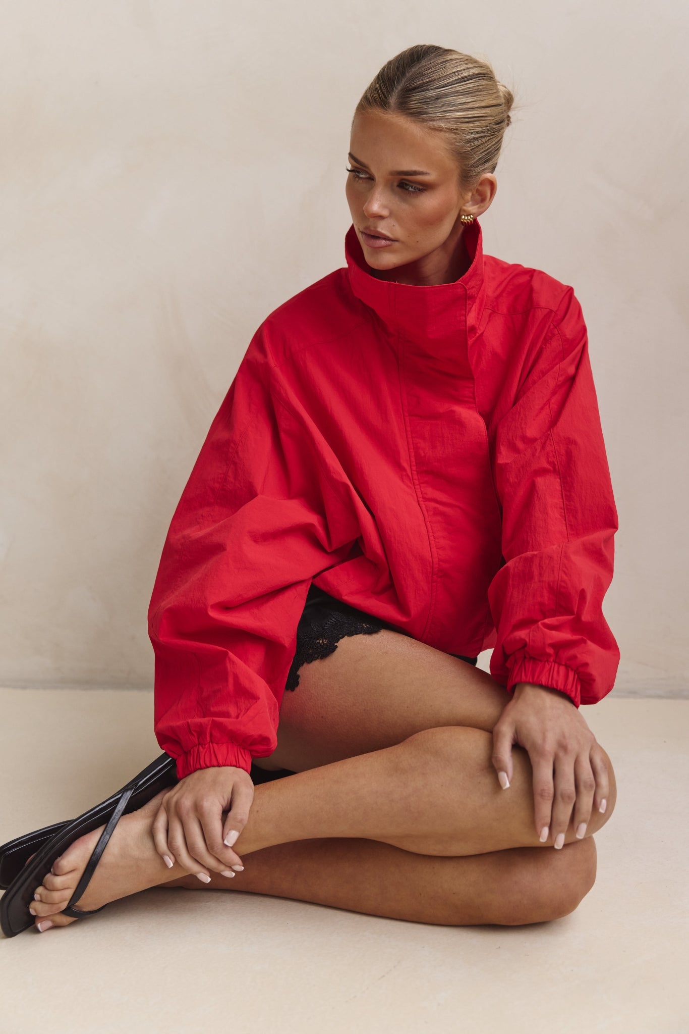 Demi Funnel Bomber Jacket (Red)