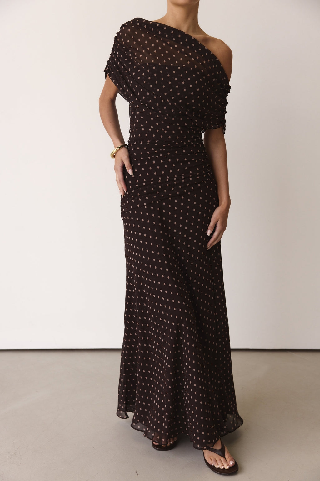Naomi Maxi Dress (Chocolate Polka)