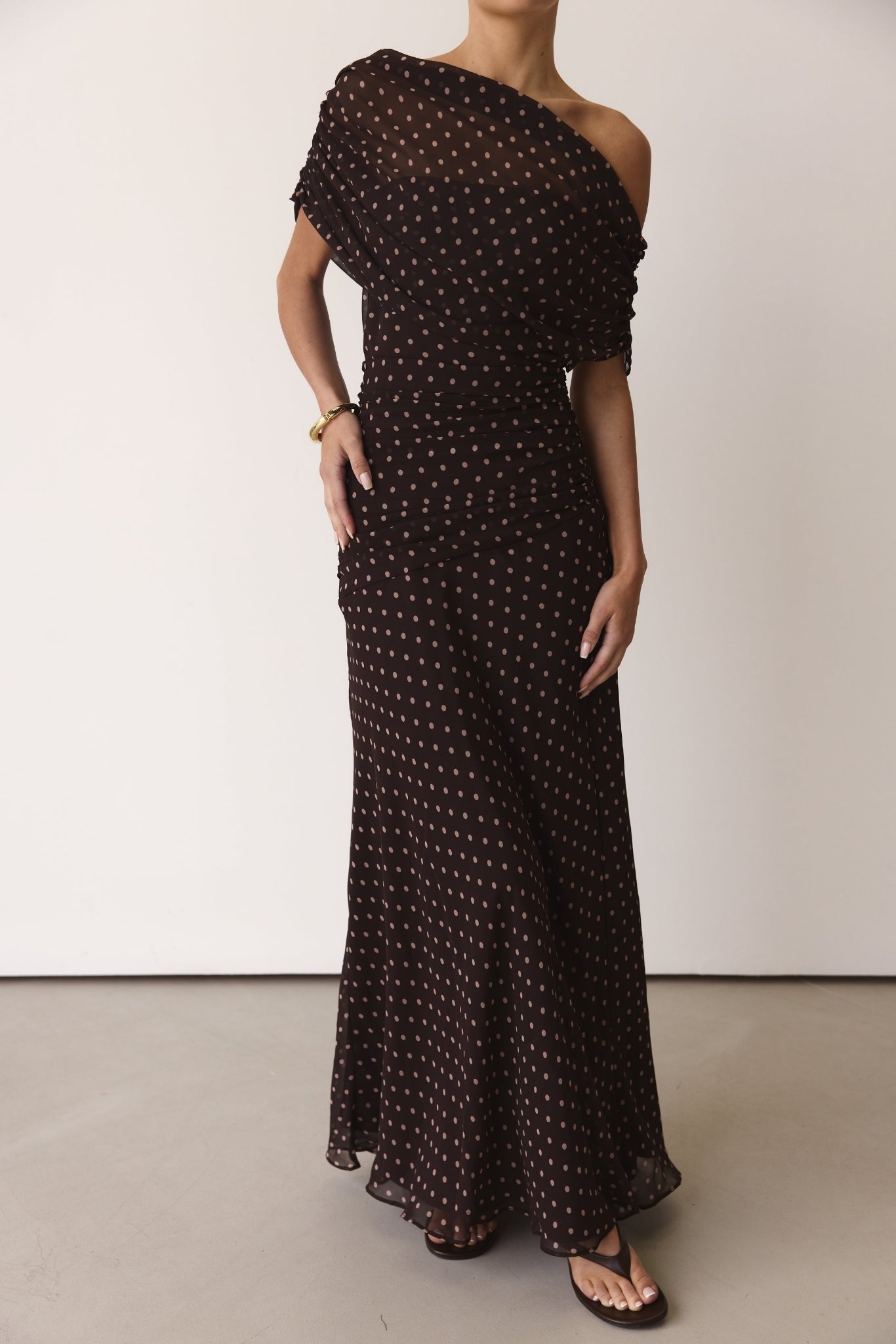 Naomi Maxi Dress (Chocolate Polka)