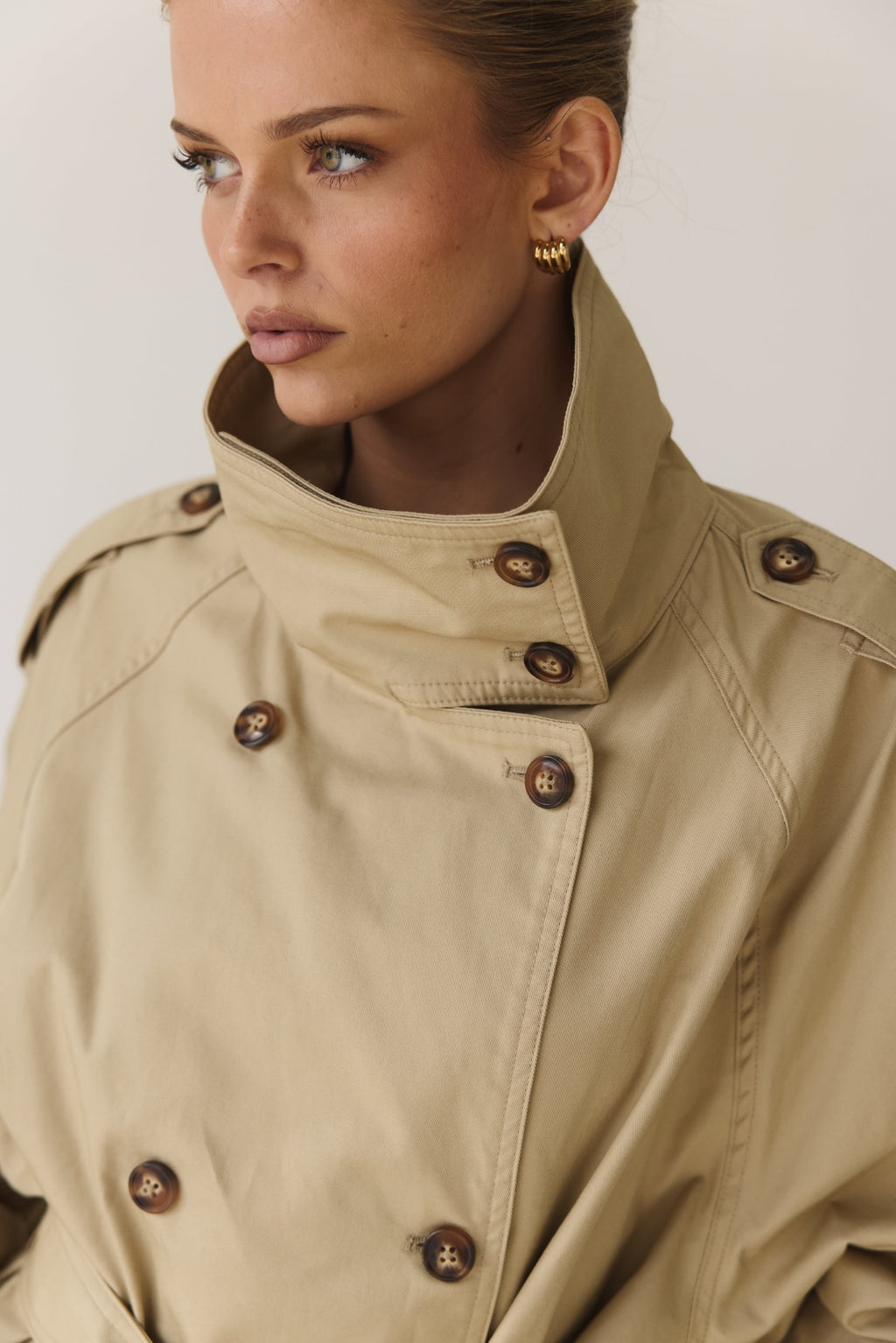 Murphy Cropped Trench Coat (Taupe)