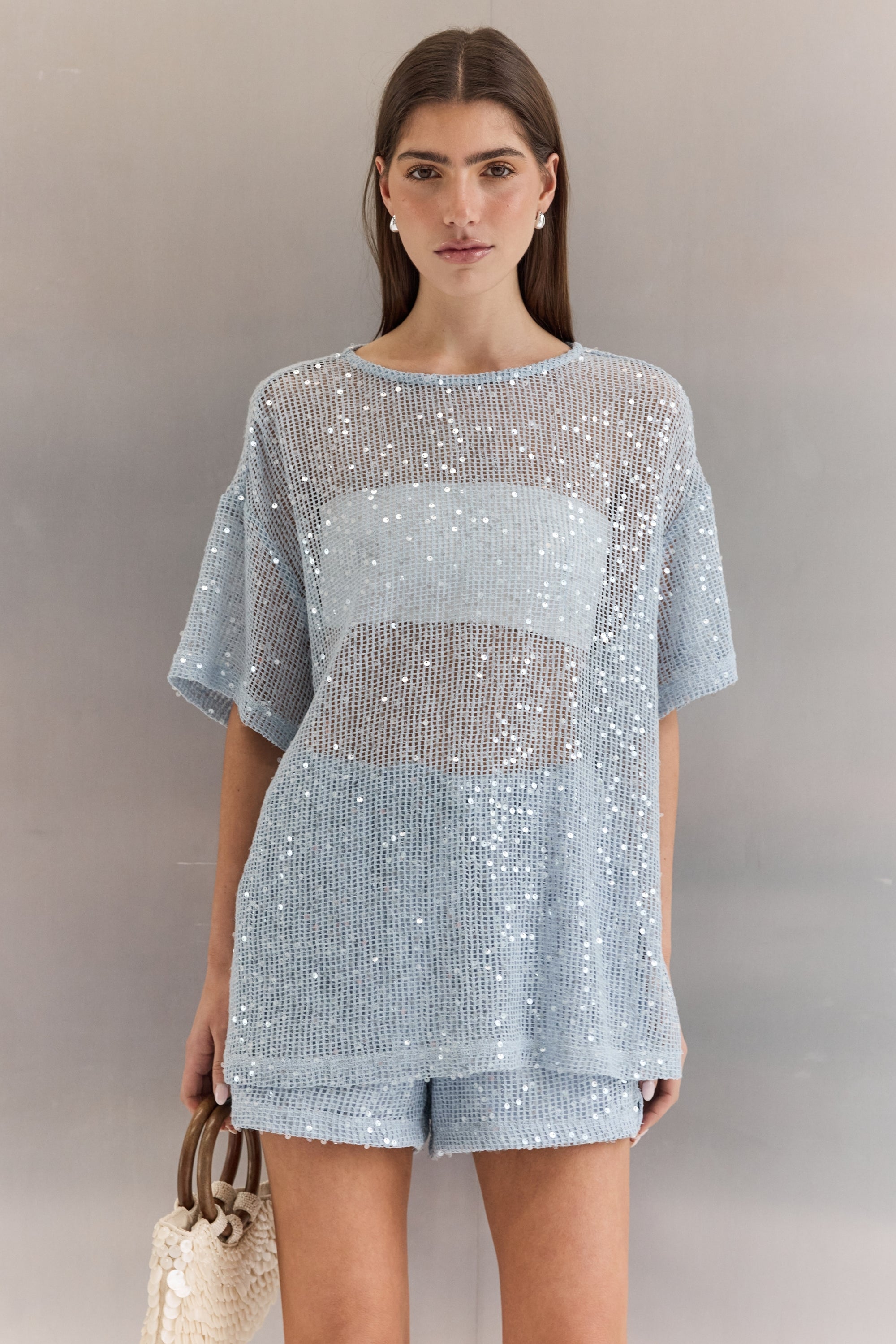 Ayla Sequin Tee (Ice Blue)