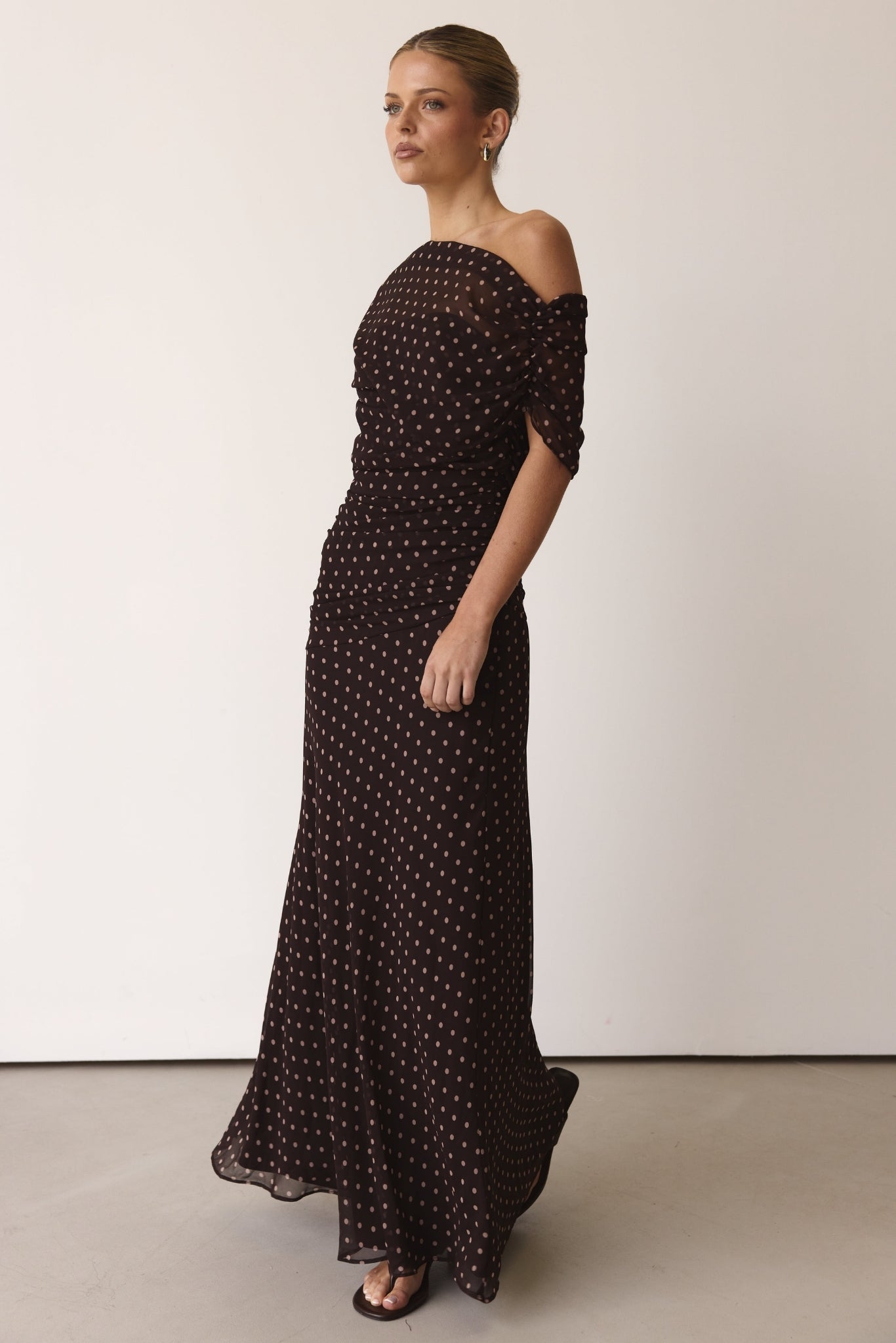 Naomi Maxi Dress (Chocolate Polka)