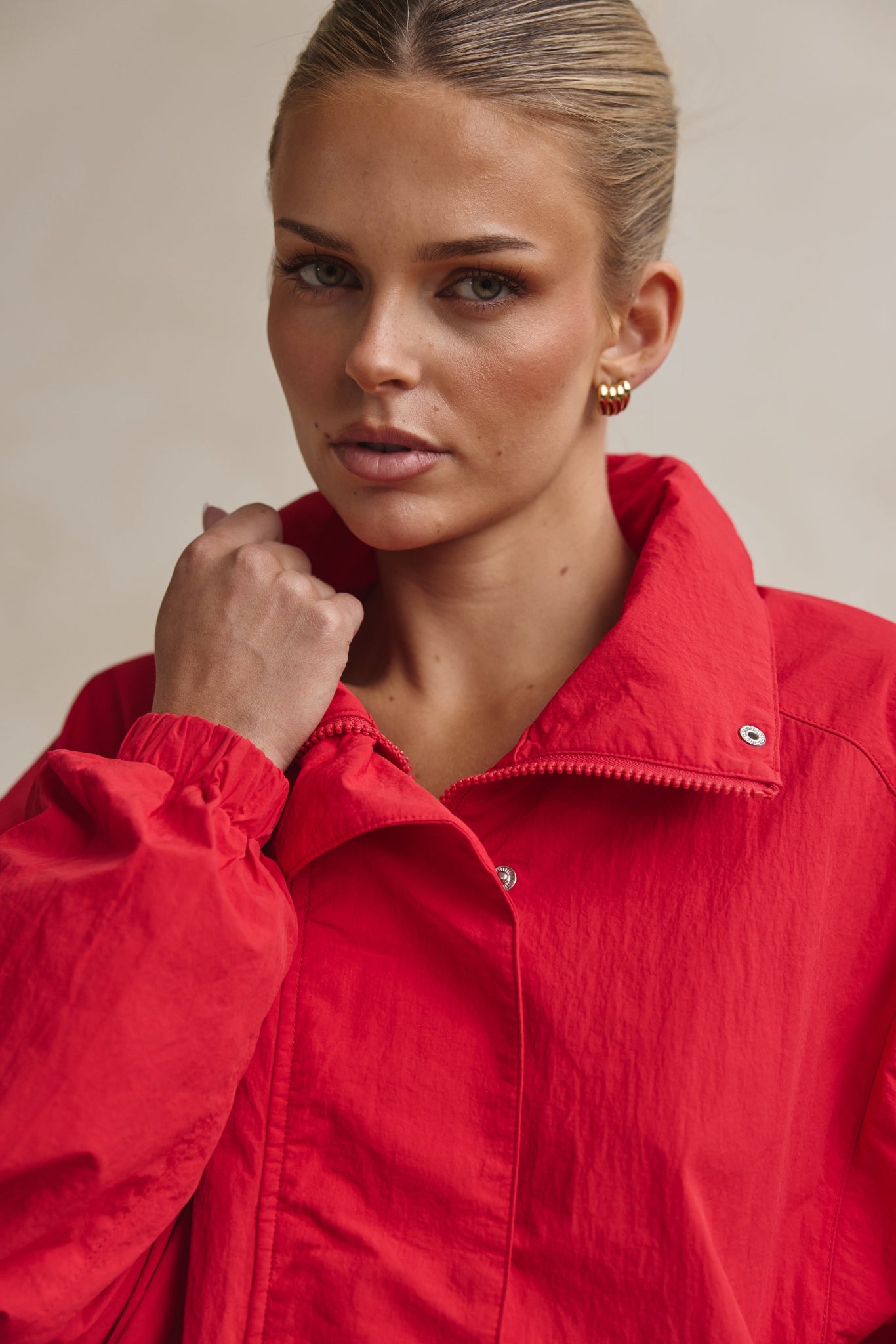 Demi Funnel Bomber Jacket (Red)