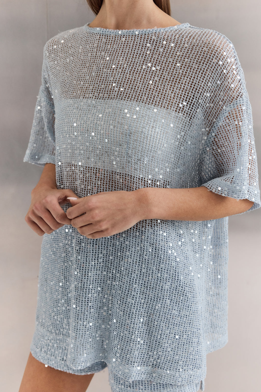 Ayla Sequin Tee (Ice Blue)