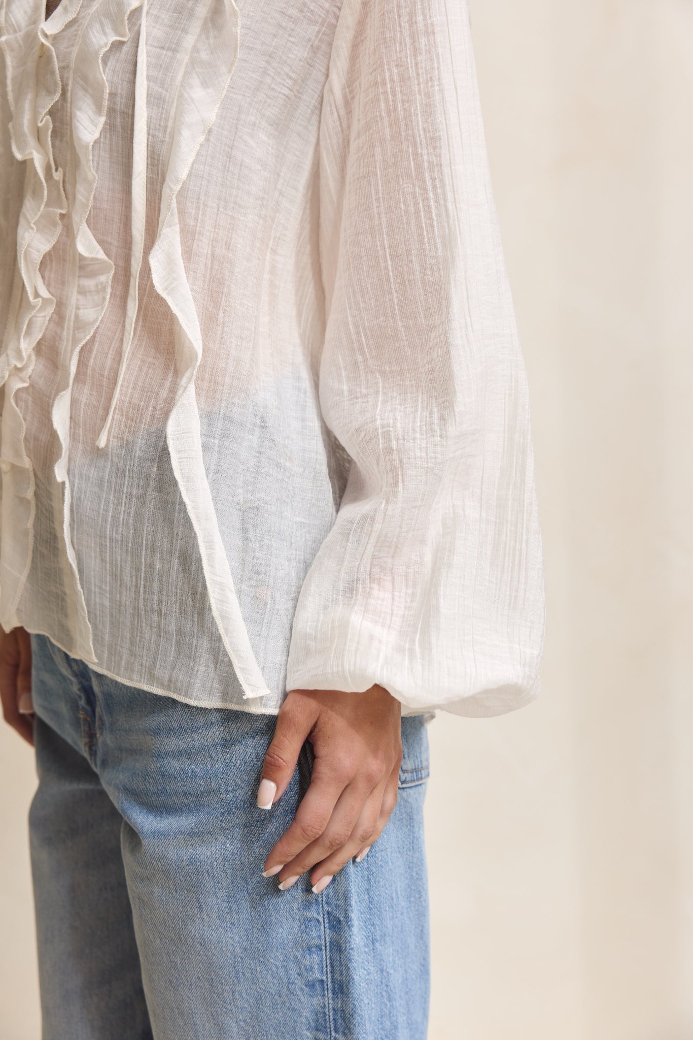 Colette Ruffle Shirt (Cream)