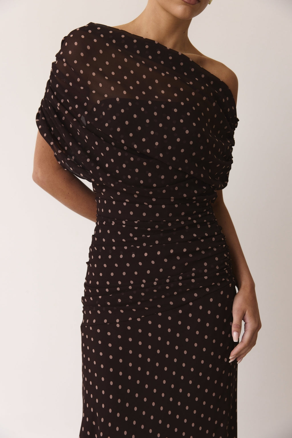 Naomi Maxi Dress (Chocolate Polka)