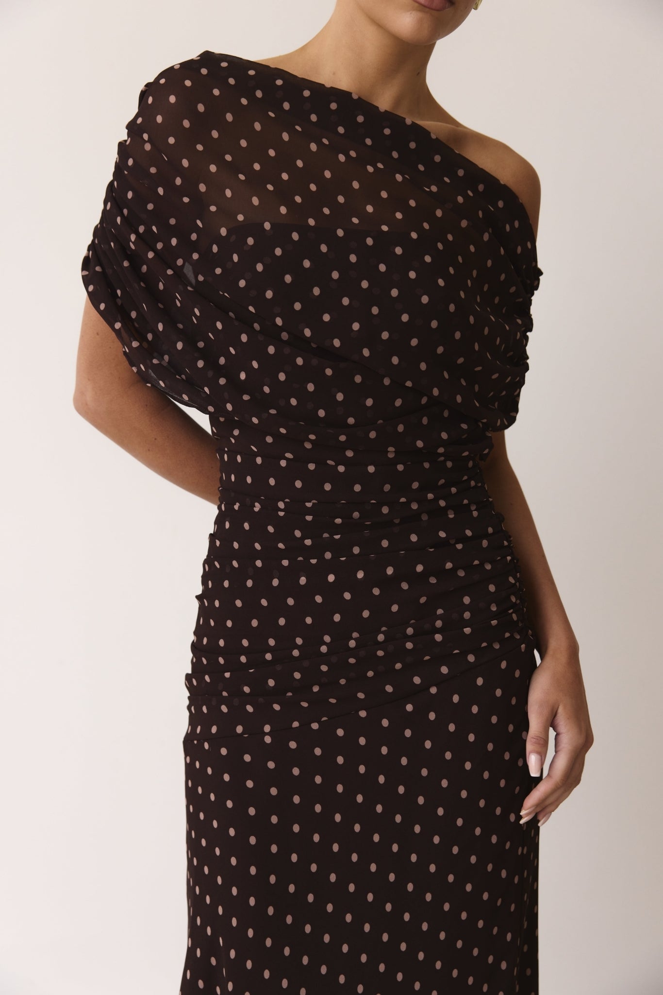 Naomi Maxi Dress (Chocolate Polka)