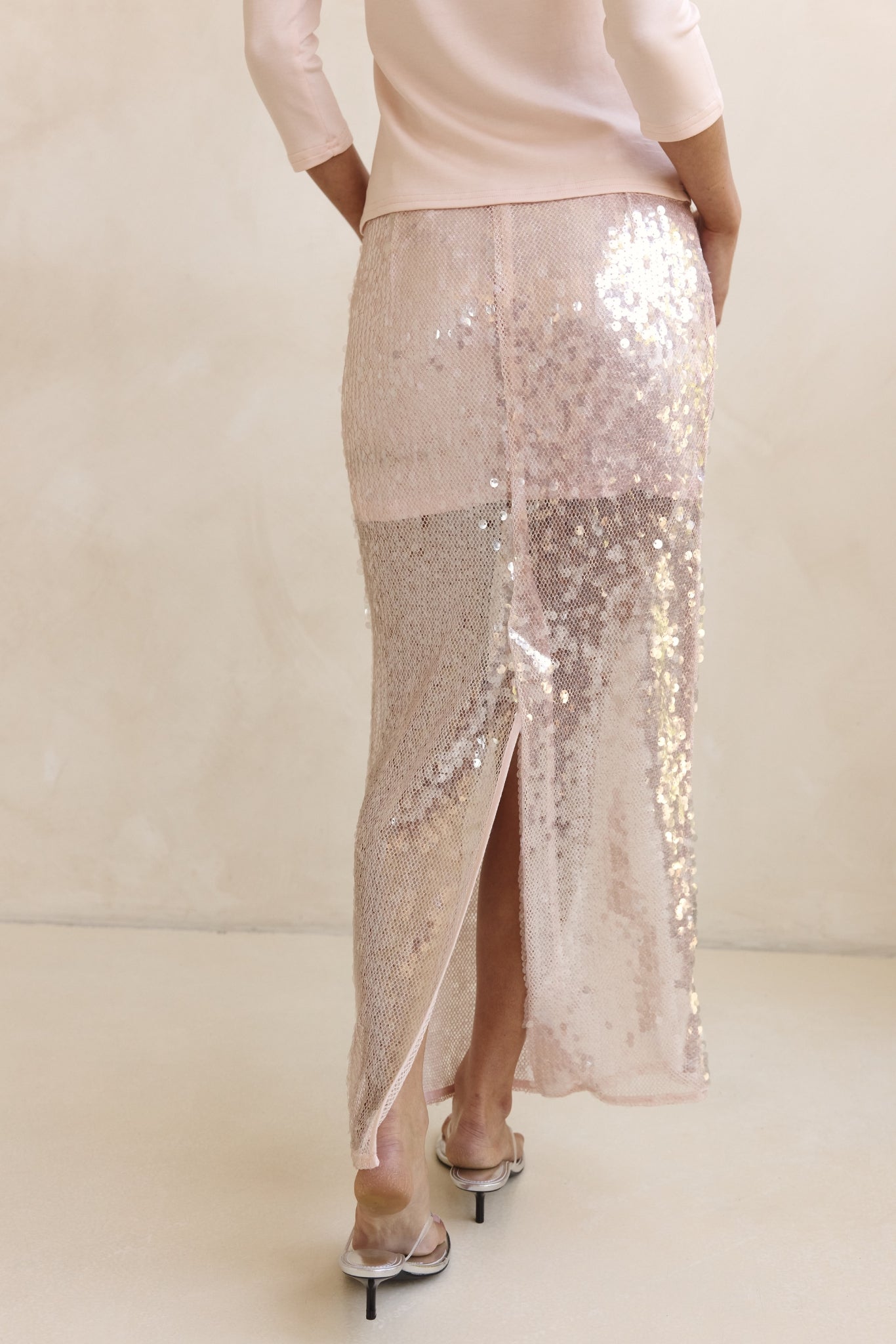 Veda Sequin Maxi Skirt (Pink)