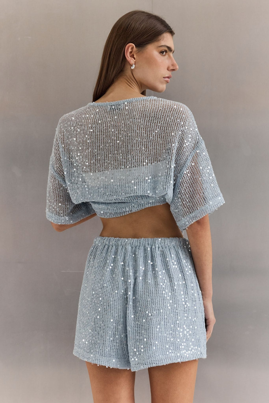 Ayla Sequin Short (Ice Blue)