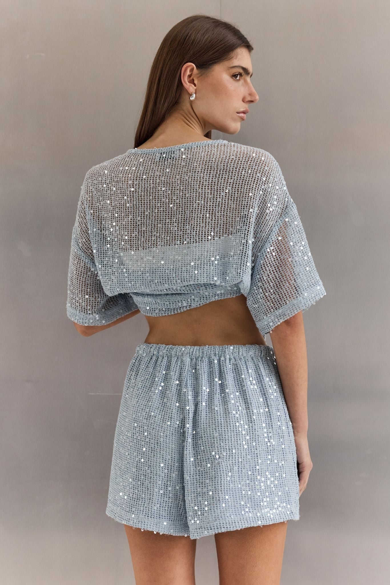 Ayla Sequin Short (Ice Blue)
